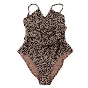 Aerie Leopard Full Coverage One Piece Swimsuit Women's Size Large Leopard Wrap